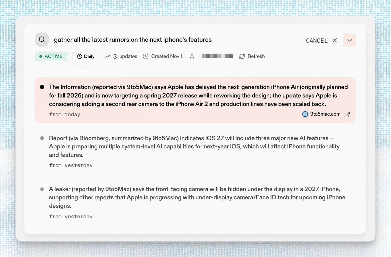 An example of the Monitor API in the Parallel developer platform